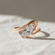 Marquise Lab Grown Diamond Solitaire Ring,14K Gold, Engagement Statement Jewelry, Curved Bypass Design, IGI Certified, Modern Elegant Gift